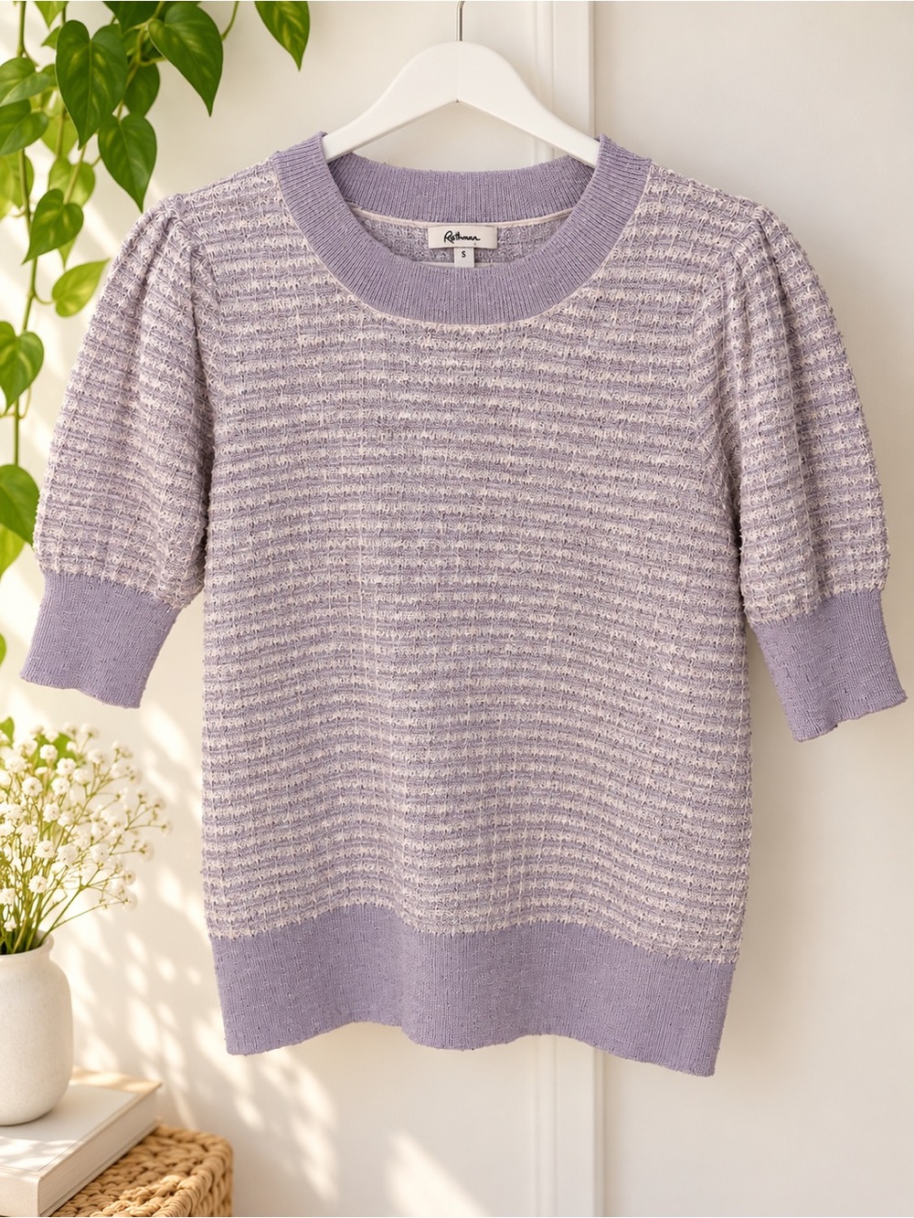 Lavender Short Sleeve Knit Top